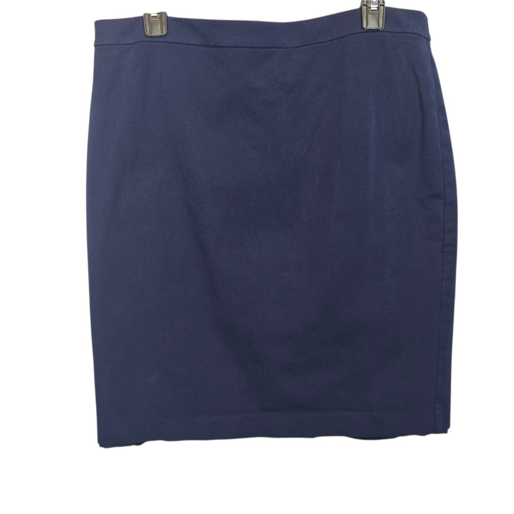 J. Crew Factory Pencil Skirt Womens 14 Navy Blue Re-Imagined Stretch Cotton